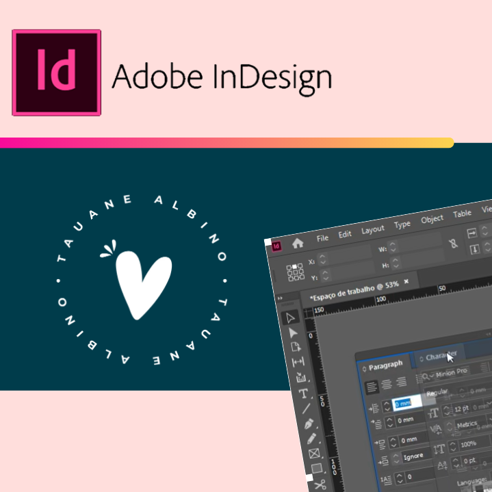 Capa do curso Curso Indesign – Tauane Albino