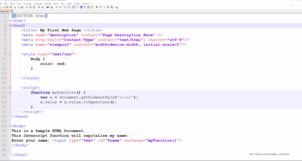 Capa do curso Html, CSS e Javascript – Youaccel Training