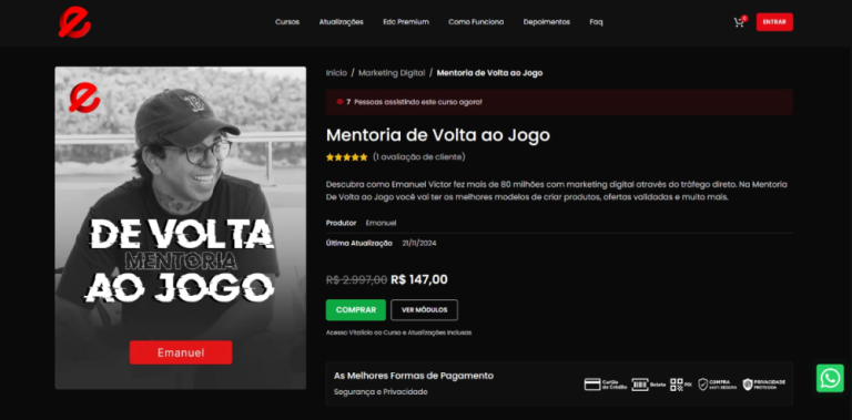 Capa do curso Mentoria de Volta ao Jogo – Emanuel Victor