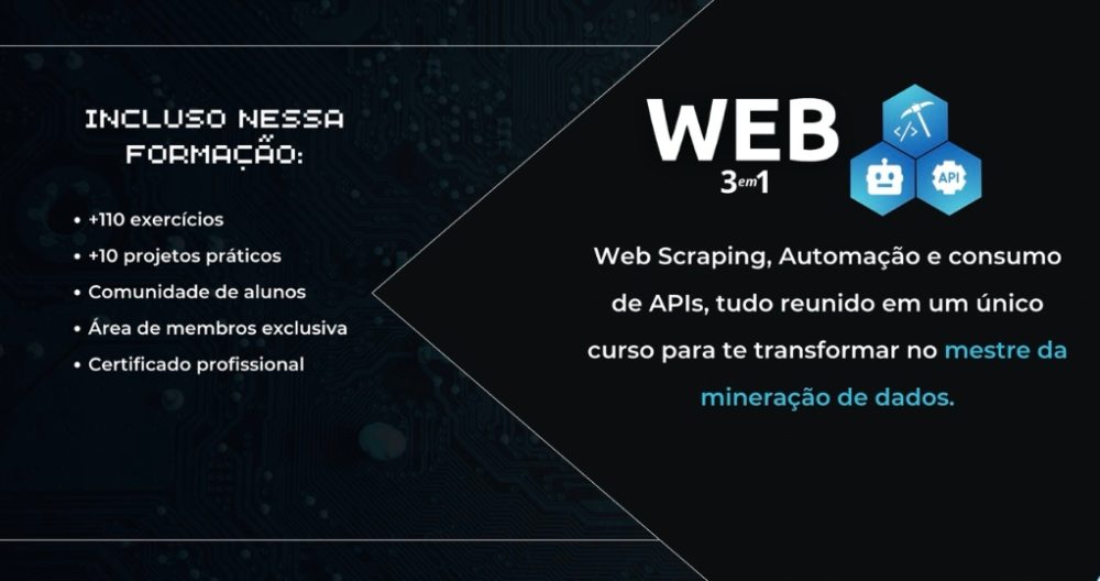 Capa do curso WEB 3 em 1: Extração, Automação e Apis