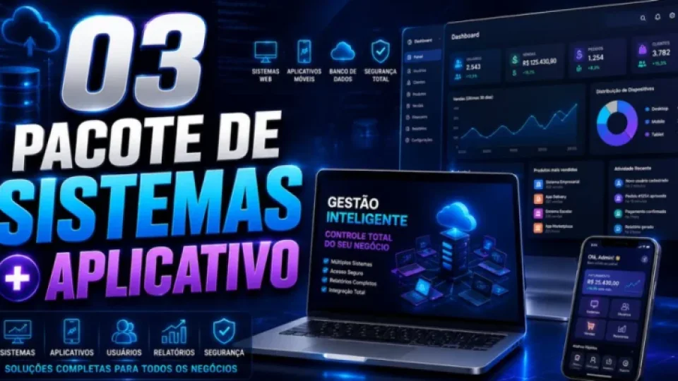 Capa do curso Pacote de Sistemas + Aplicativo – Hugo Vasconcelos