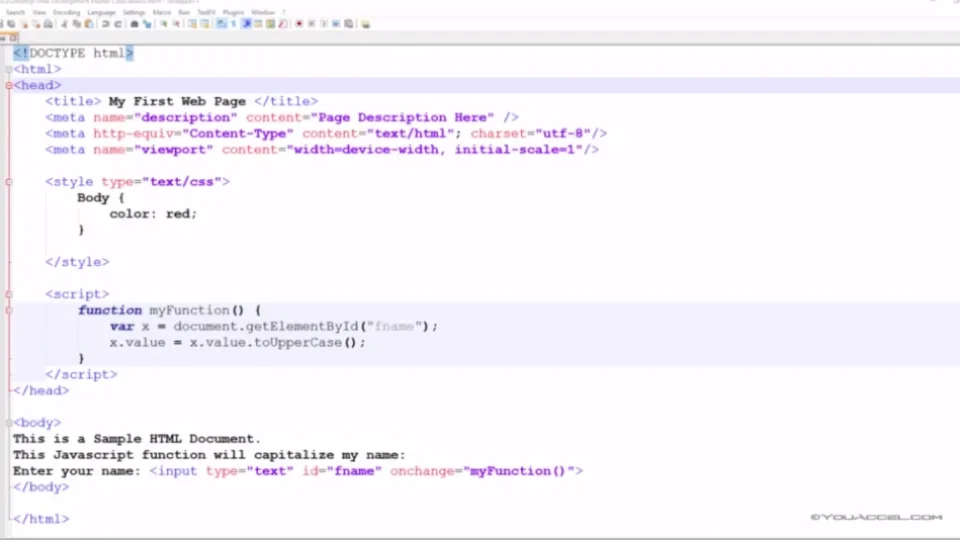 Capa do curso Html, CSS e Javascript – Youaccel Training