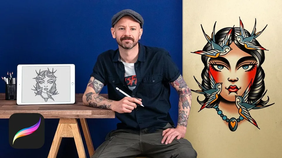 Capa do curso Design de Tatuagens no Procreate – Fernando Aponte