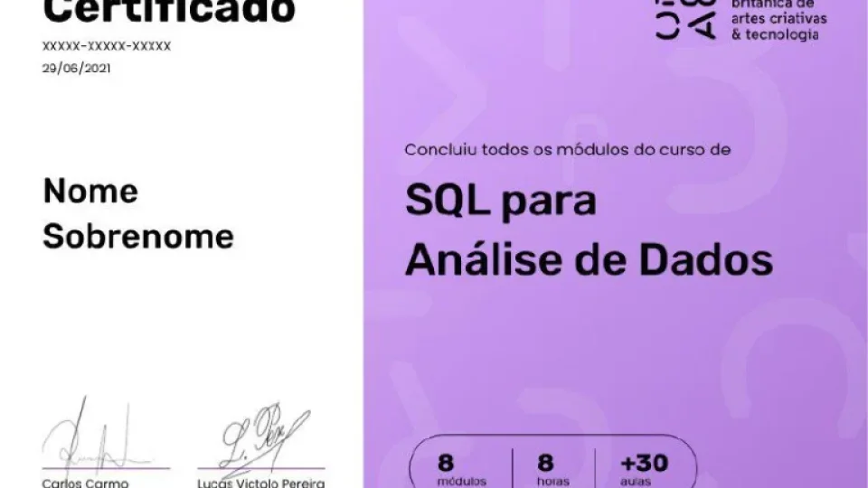 Capa do curso SQL para Análise de Dados – Ebac