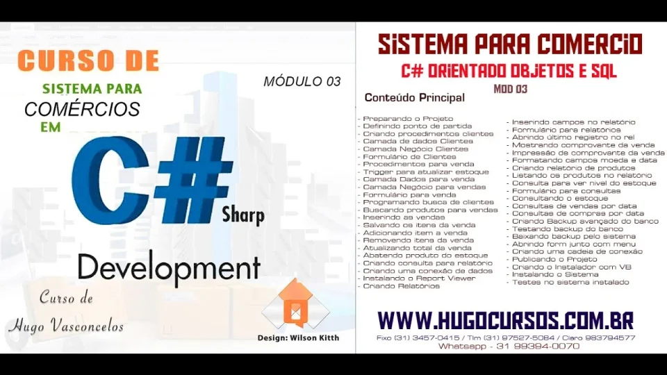 Capa do curso Sistema de Comércio com C# – Hugo Vasconcelos