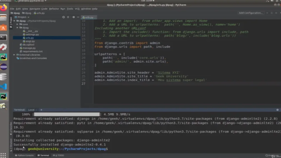 Capa do curso Programação WEB com Python e Django – Geek University