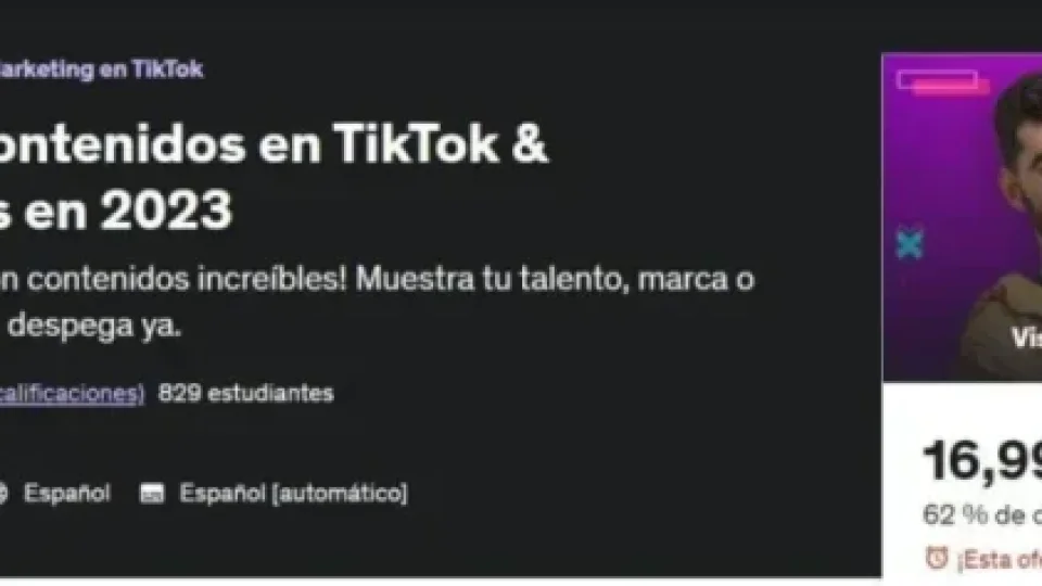 Capa do curso Marketing de Contenidos EN Tiktok e Instagram Reels