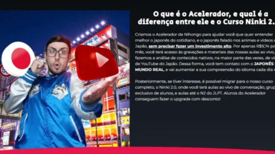 Capa do curso Acelerador de Nihongo – Ninki Rodrigo