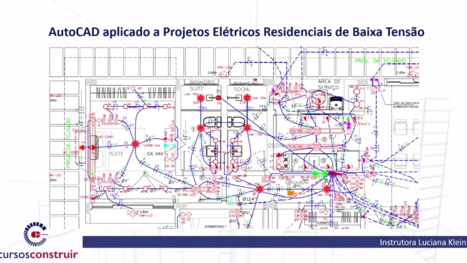 Capa do curso Autocad: Projetos Elétricos Residenciais – Luciana Klein